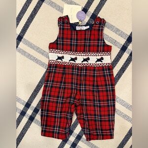 Rachel Riley Red, Navy, White Plaid Jumper 18m Dogs, Christmas NWT